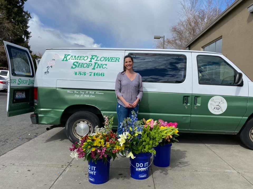 Flower shop delivers flowers to residents